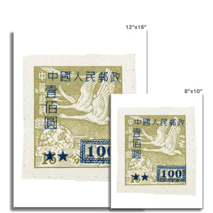 China Whistling Swans w/Overstamp 1950 Fine Art Print