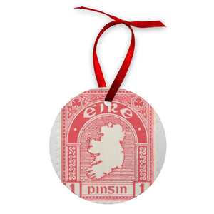 Ireland Map Red Wood Ornament