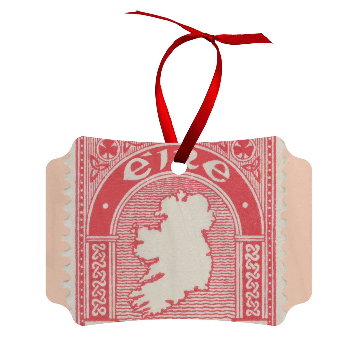 Ireland Map Red Wood Ornament