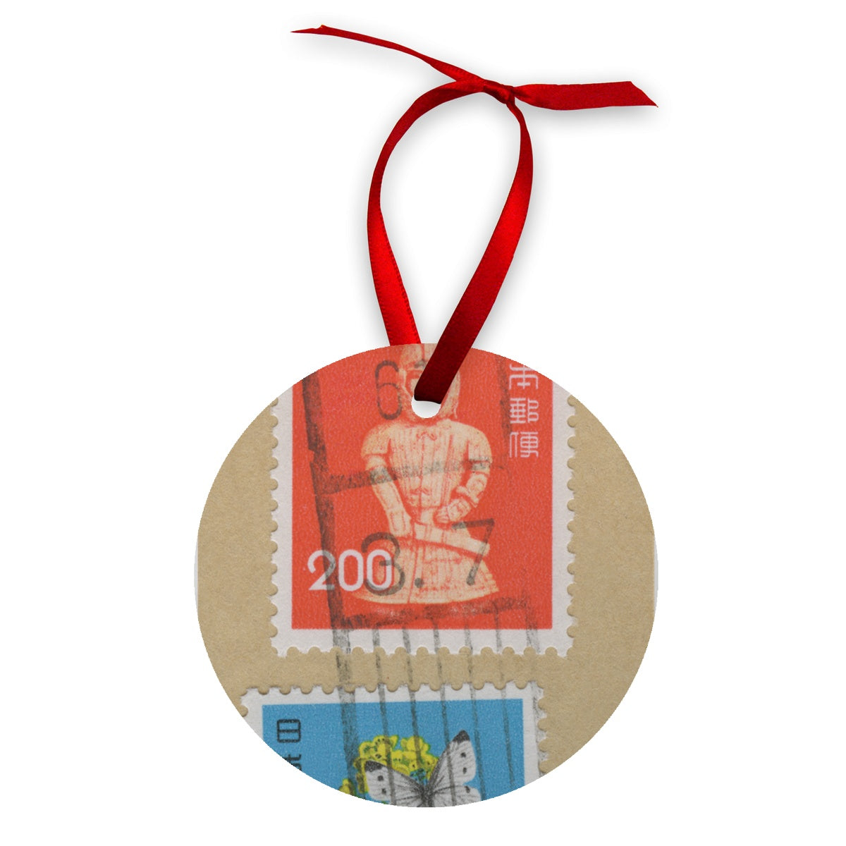 Japan Buddha and Butterflies Wood Ornament