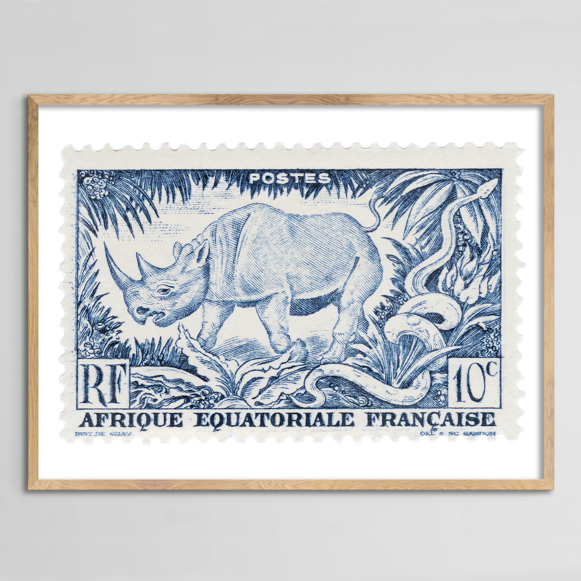 Afrique Equatoriale Francaise Rhino Framed Print