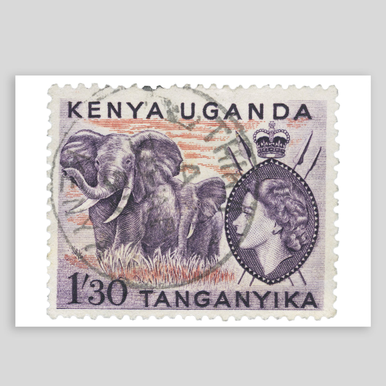 Kenya Uganda Elephant (Postmarked) Fine Art Print