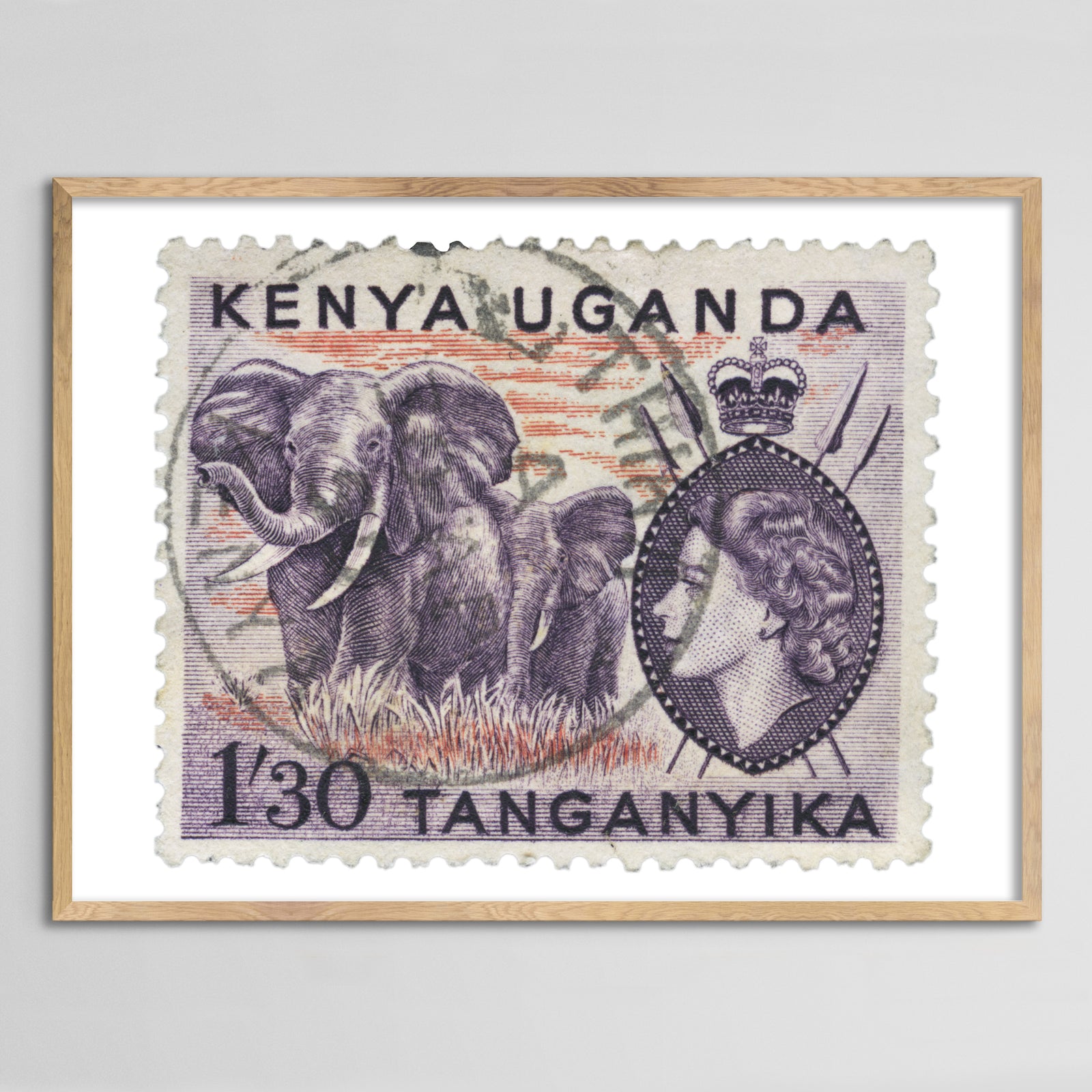 Kenya Uganda Elephant (Postmarked) Framed Print