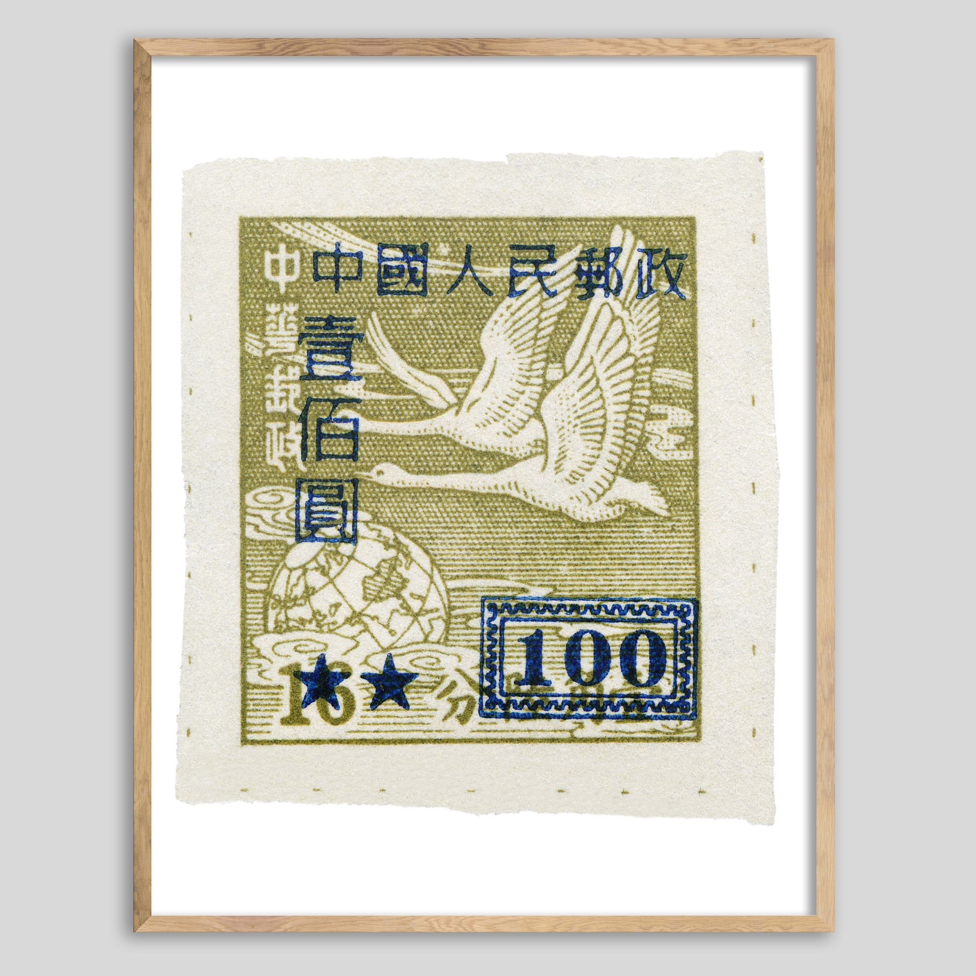 China Geese with Overstamp Framed Print