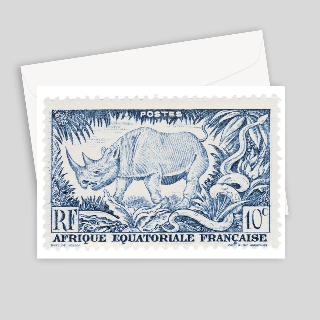 Afrique Equatoriale Francaise Rhino Greeting Card