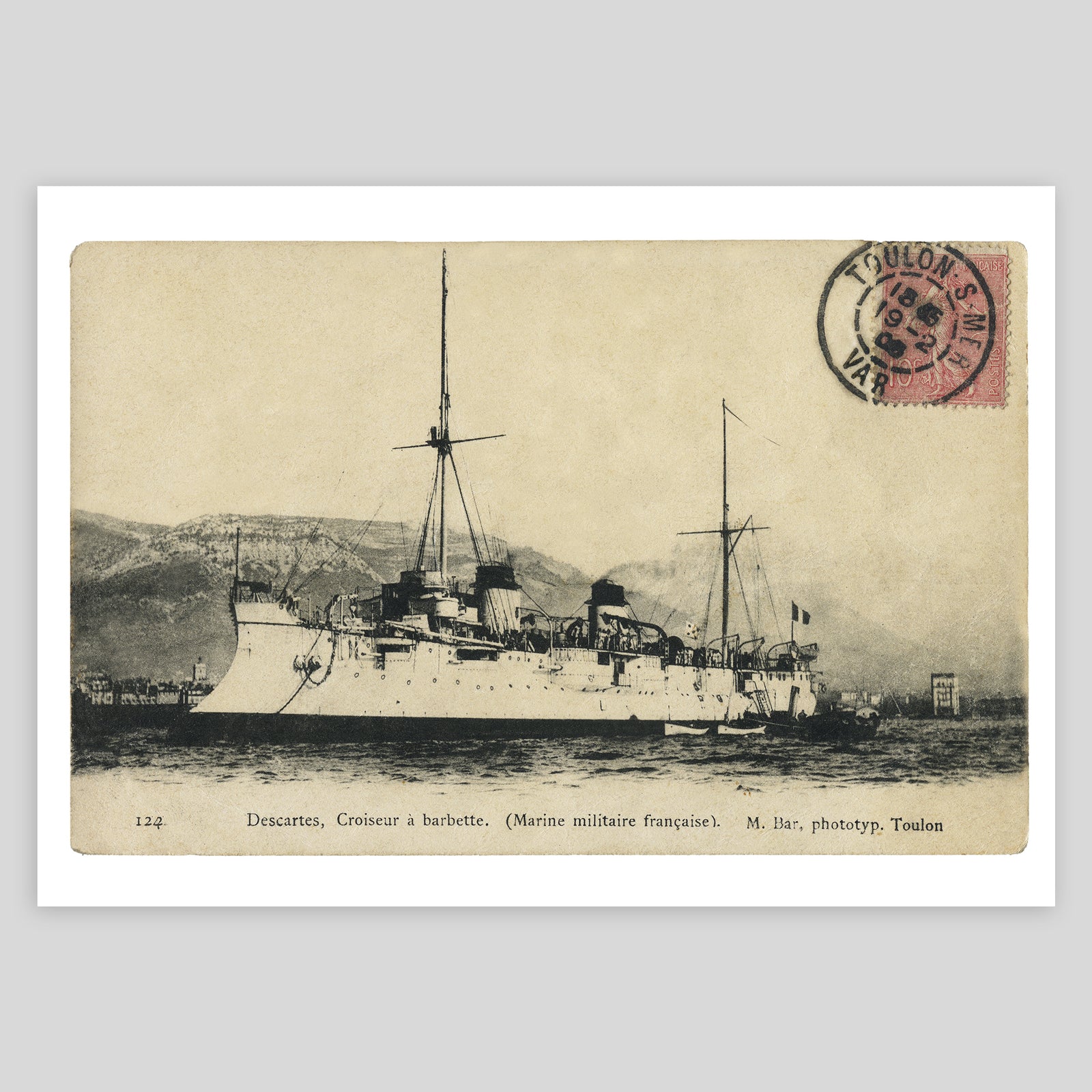 France Ship Postcard  Fine Art Print