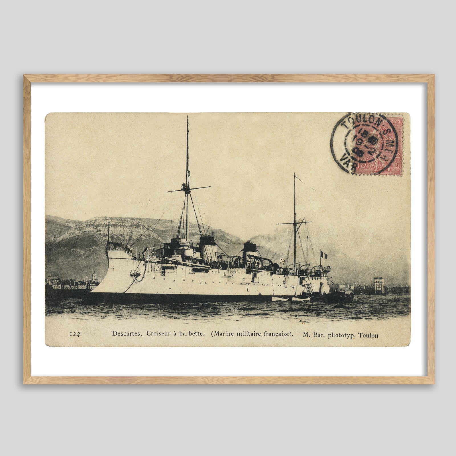 France Ship Postcard  Framed Print