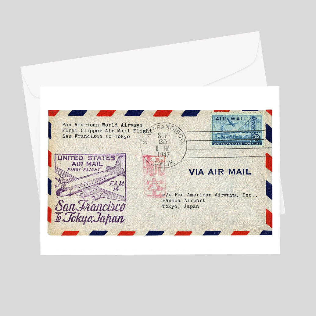 USA Airmail San Fransisco to Tokyo 1947 Greeting Card